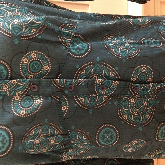 Christopher and Banks turquoise print cotton top Sz XL - Picture 2 of 10